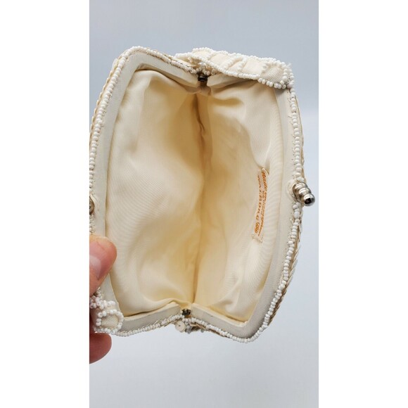 Vintage Walborg Hand Beaded Clutch Made in Belgium Cream & White Exquisite - Picture 10 of 12
